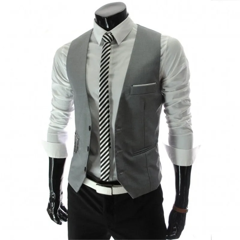 2022 New Arrival Dress Vests For Men Slim Fit Mens Suit Vest Male Waistcoat Gilet Homme Casual Sleev