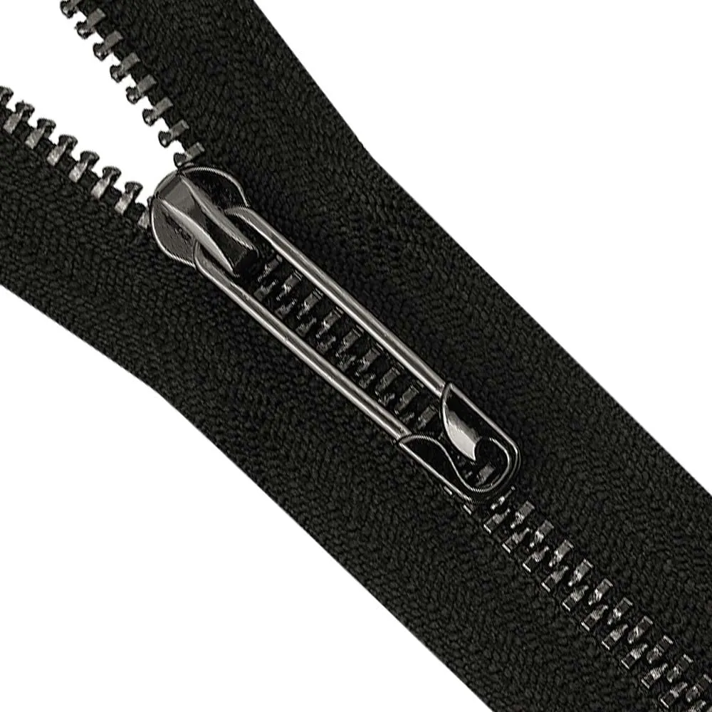 #3 Gunmetal with Black Tape Fancy Designer Metal Zipper