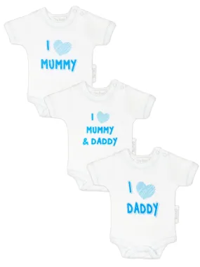 3 Pack Vests: I Love My Mummy & Daddy - Blue