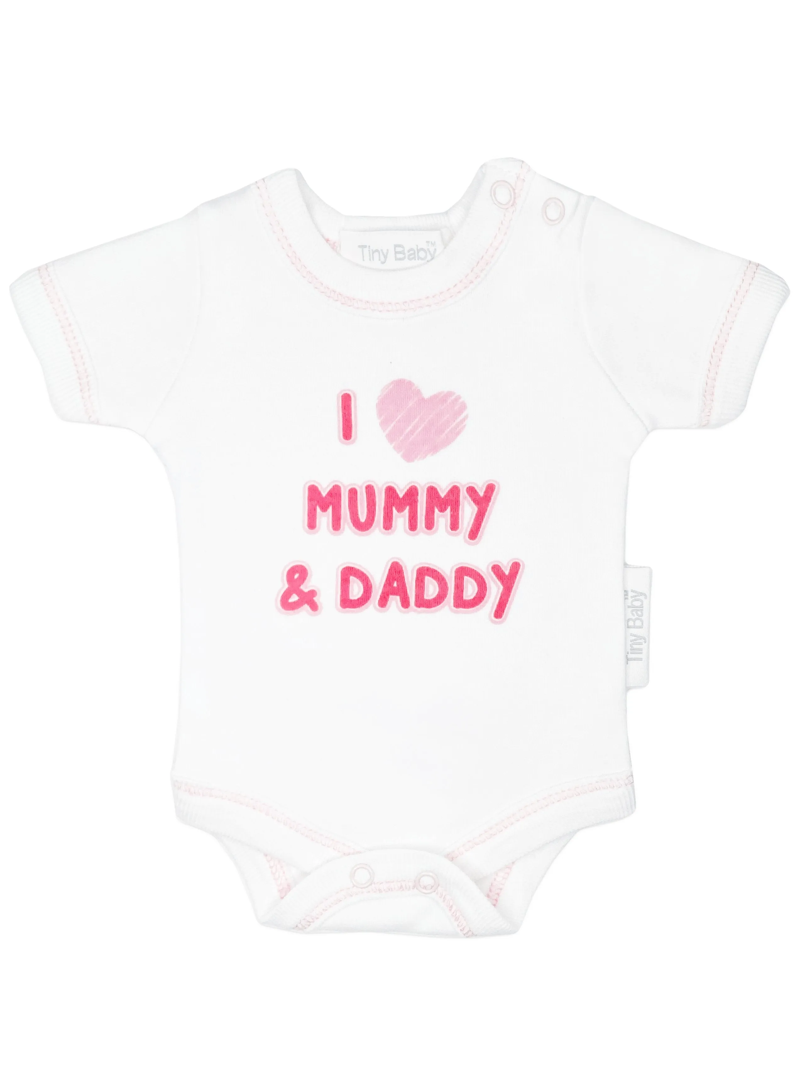 3 Pack Vests: I Love My Mummy & Daddy - Pink