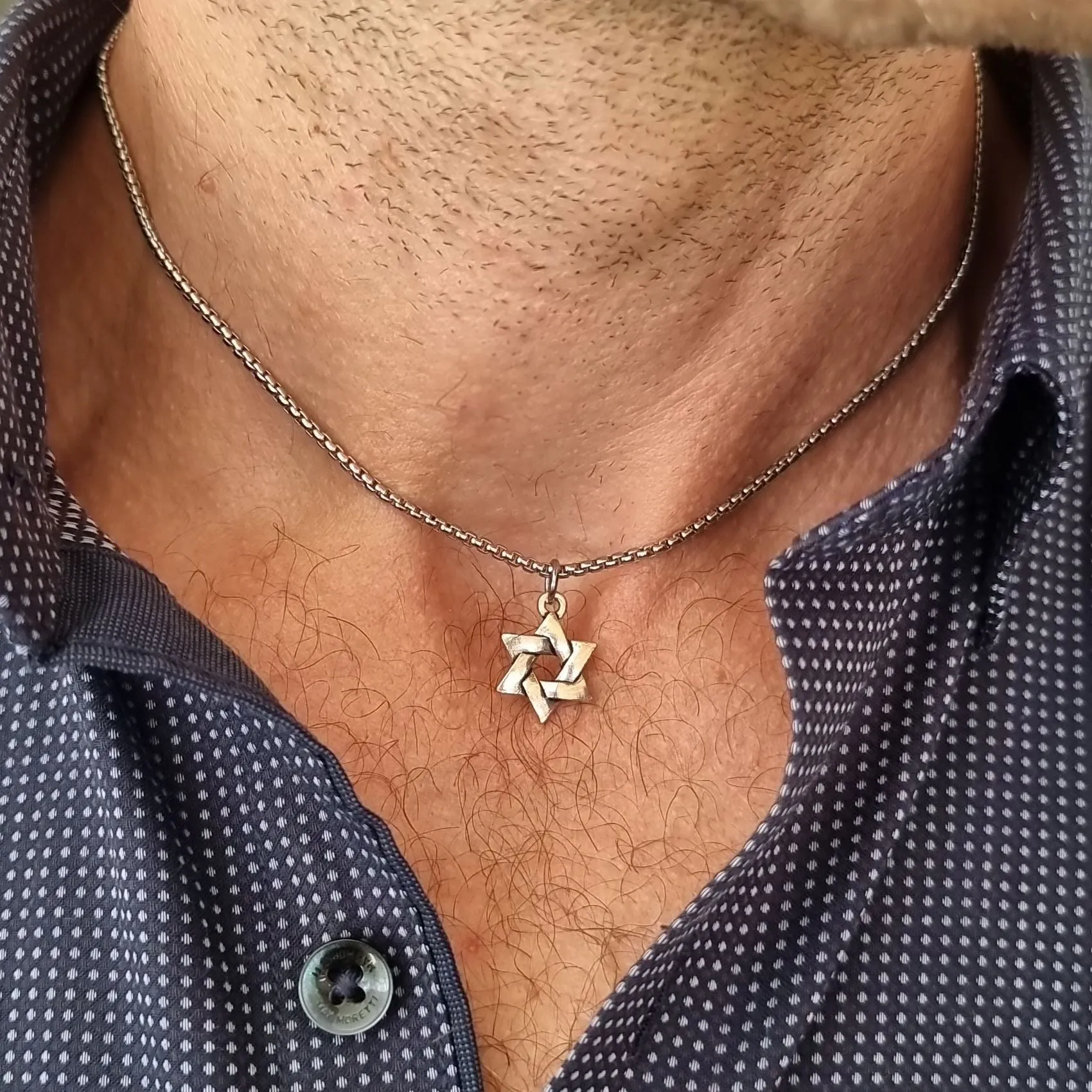 Small Star of David pendant for men - Jewish Necklace