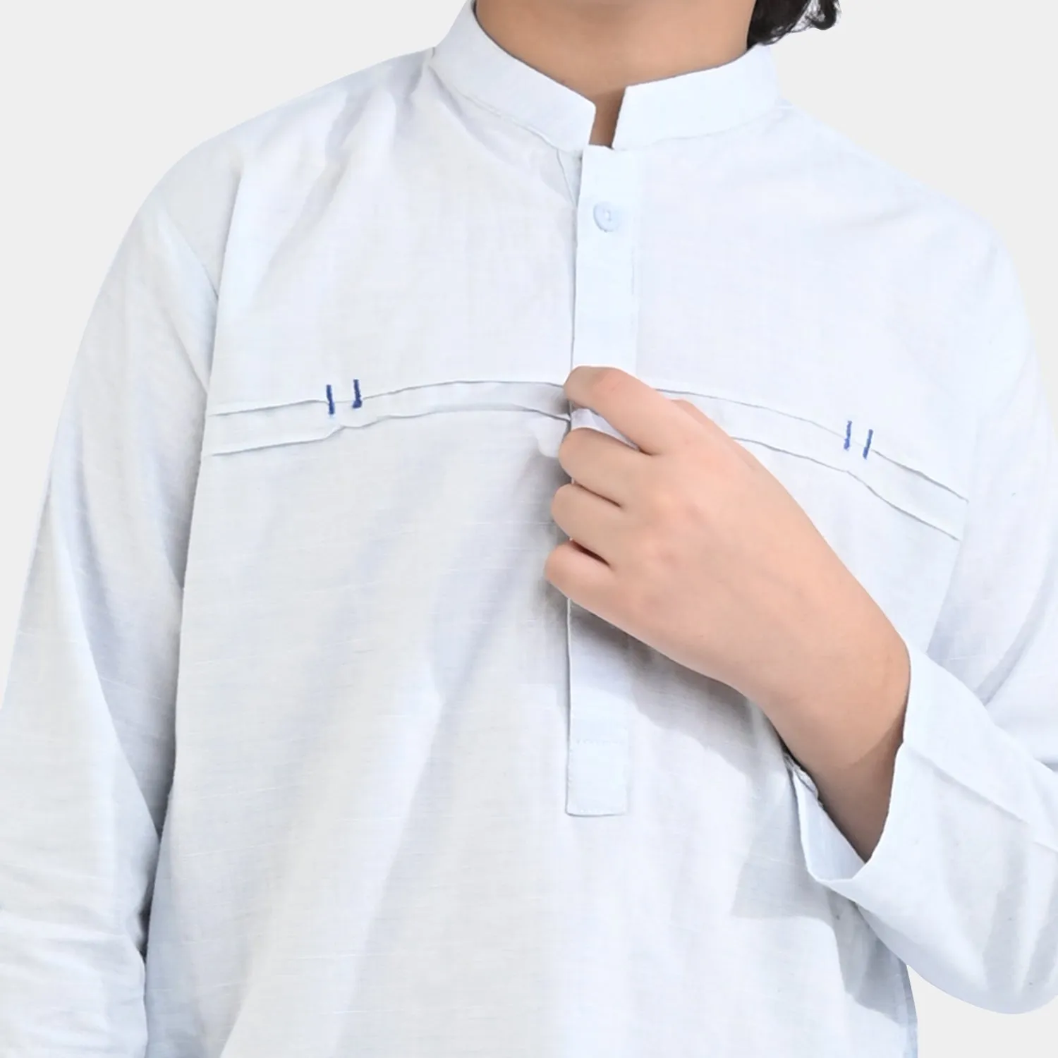 Boys Yarn Dyed Shalwar Suits -L/BLUE