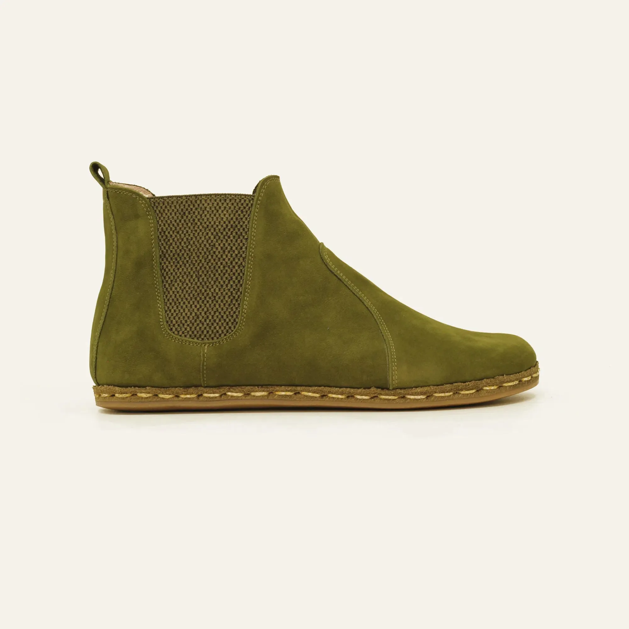 Chelsea Boots Handmade Green Barefoot Women's