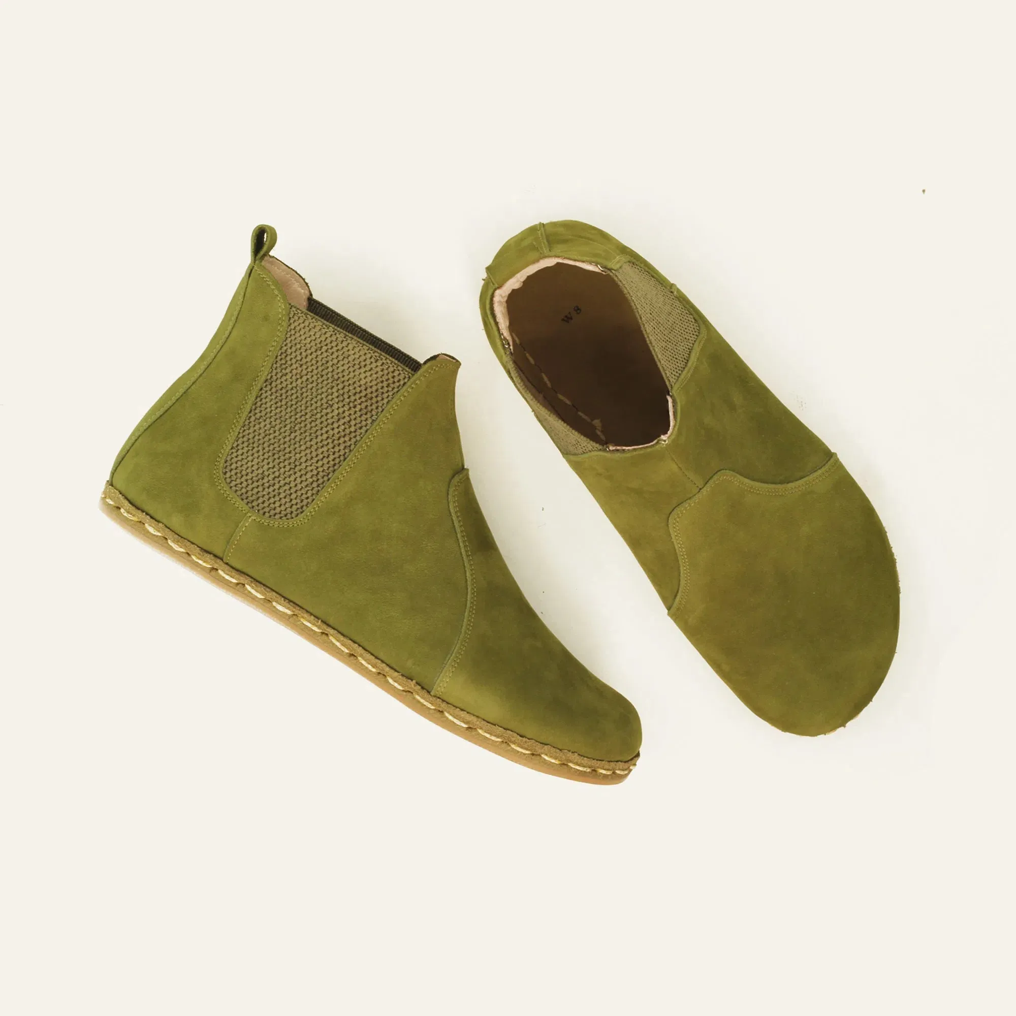 Chelsea Boots Handmade Green Barefoot Women's