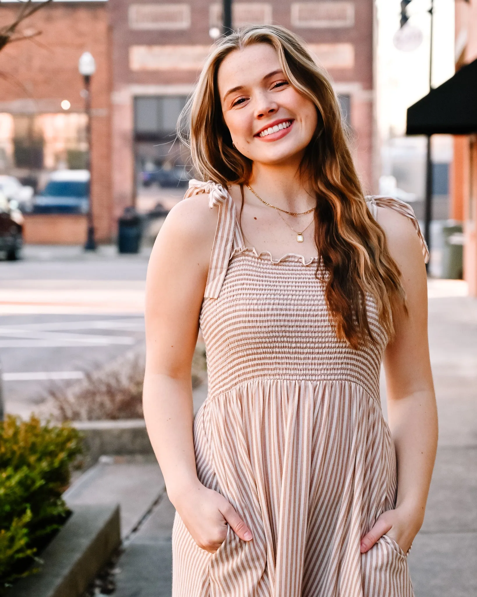 Coconut Striped Midi Dress