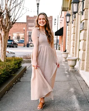 Coconut Striped Midi Dress