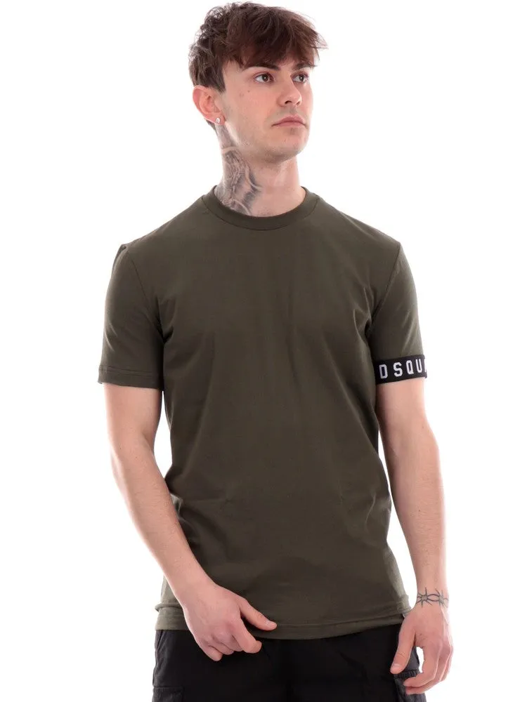 Dsquared2 T-Shirt Mezza Manica Icon Banda Verde Militare