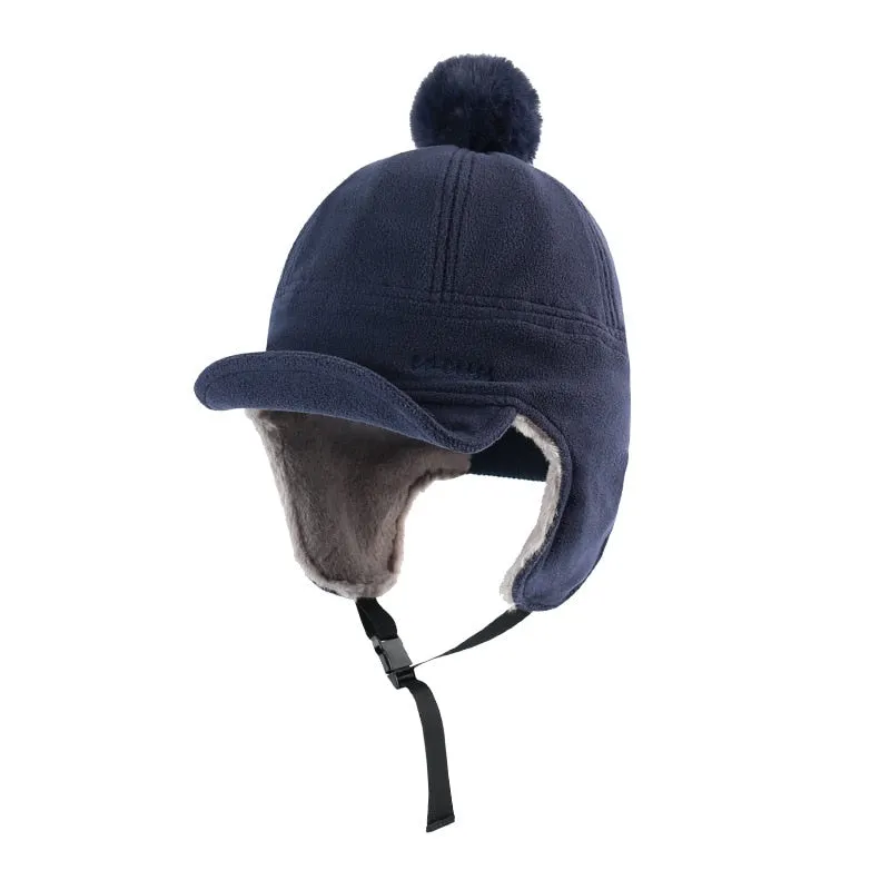 Fashion Winter Warm Bomber Hats Ear And Windproof Ski Cap Thick Plush Men Women's Snow Cap Ear Flaps