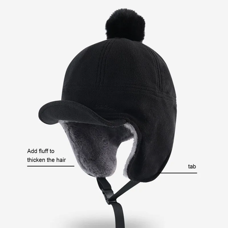 Fashion Winter Warm Bomber Hats Ear And Windproof Ski Cap Thick Plush Men Women's Snow Cap Ear Flaps