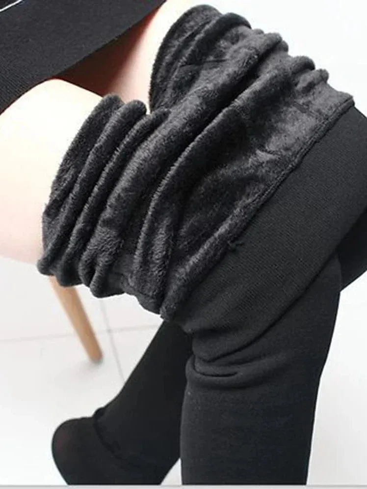 Ultra-Warm Fleece Lined Leggings for Women in Black and Wine