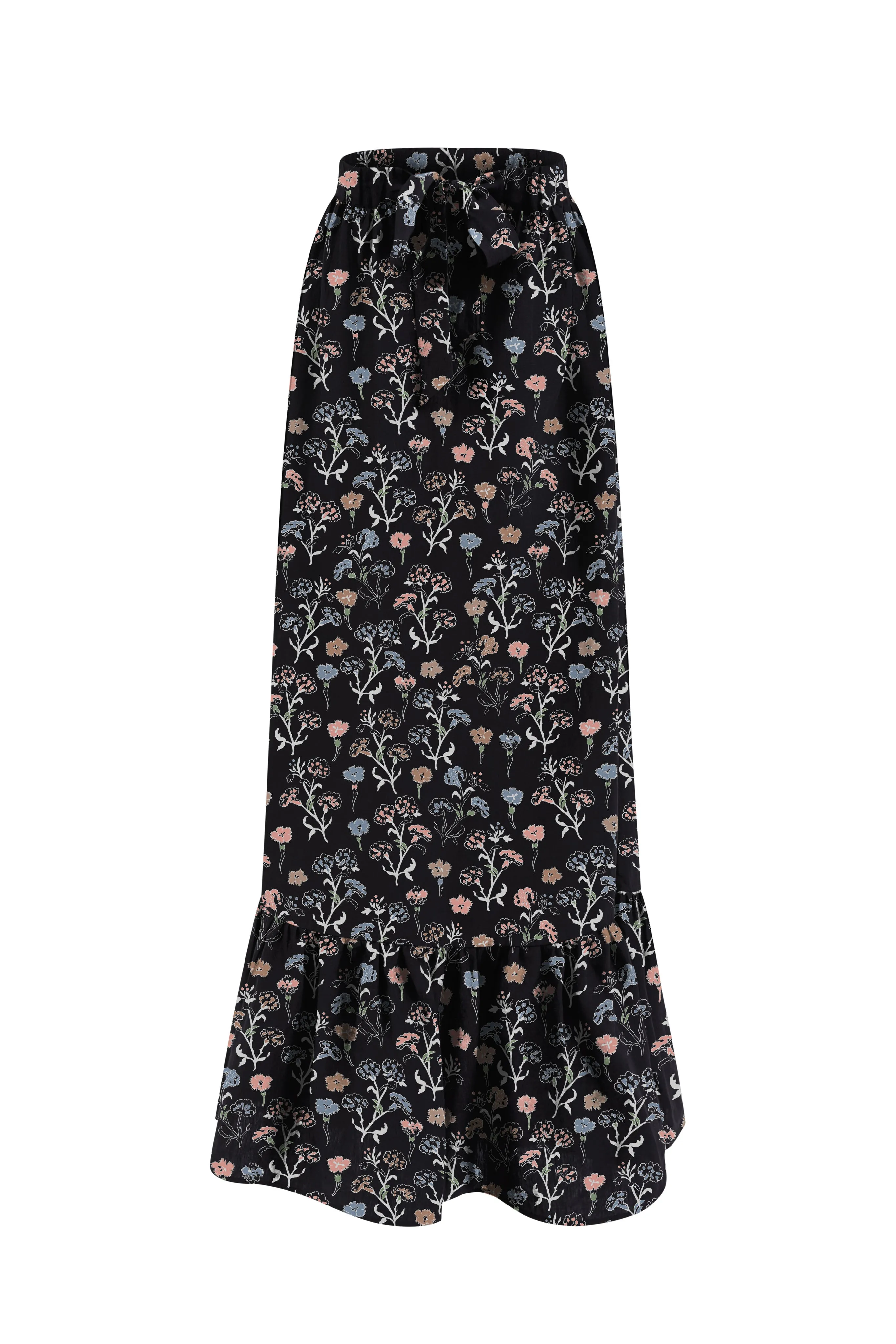 Hera Strapless Dress Black Retro Carnation Print