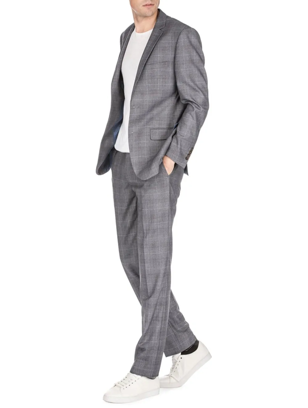 Men's Harrogate Windowpane Slim Fit 2PC Suits