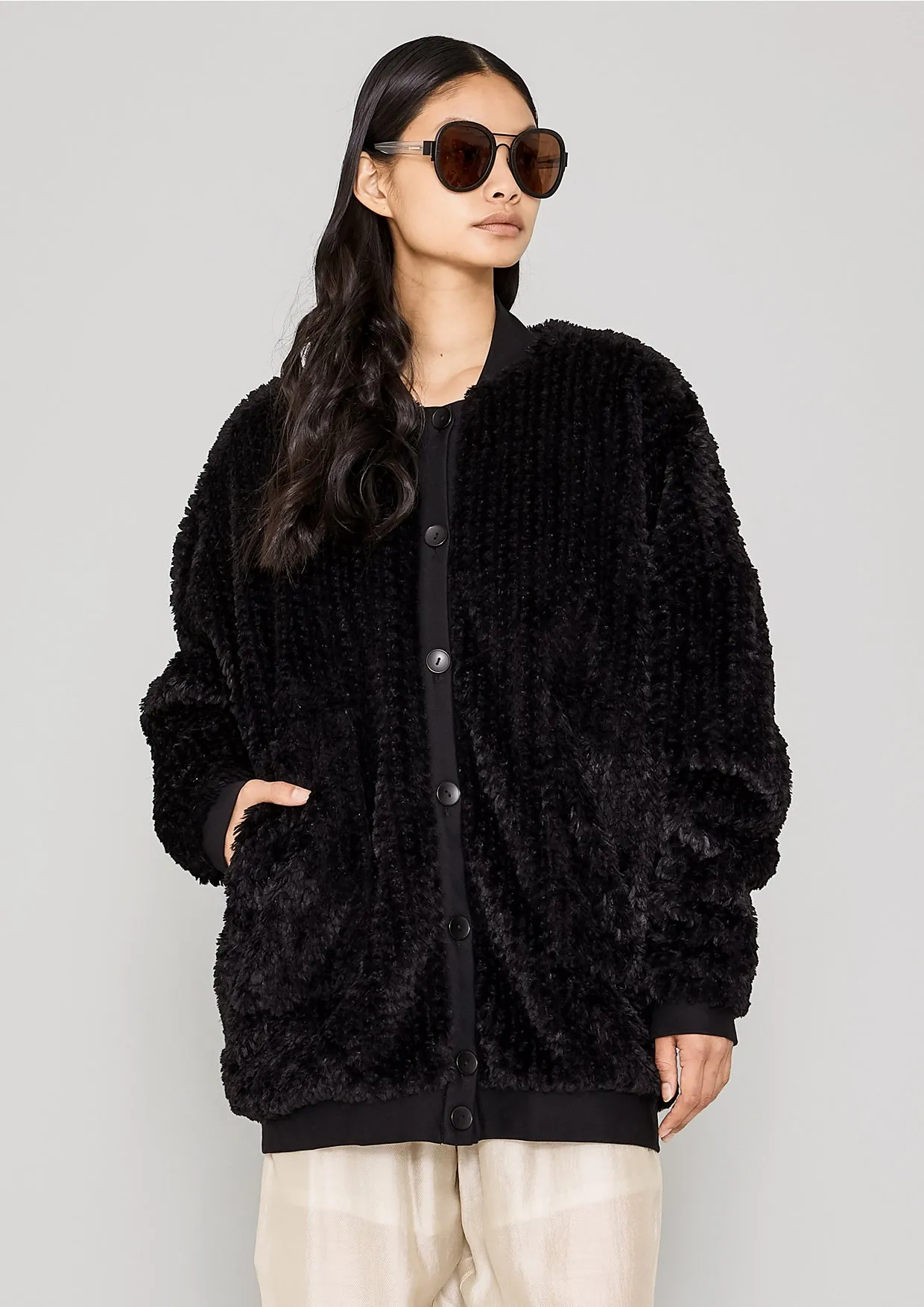 PILOT JACKET - FAUX FUR black