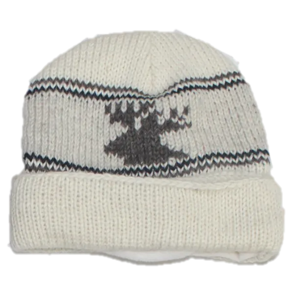 Roll Up Tuque / Hat for Men and Women. 100% Wool with Fleece Lining. Handmade in Nepal.