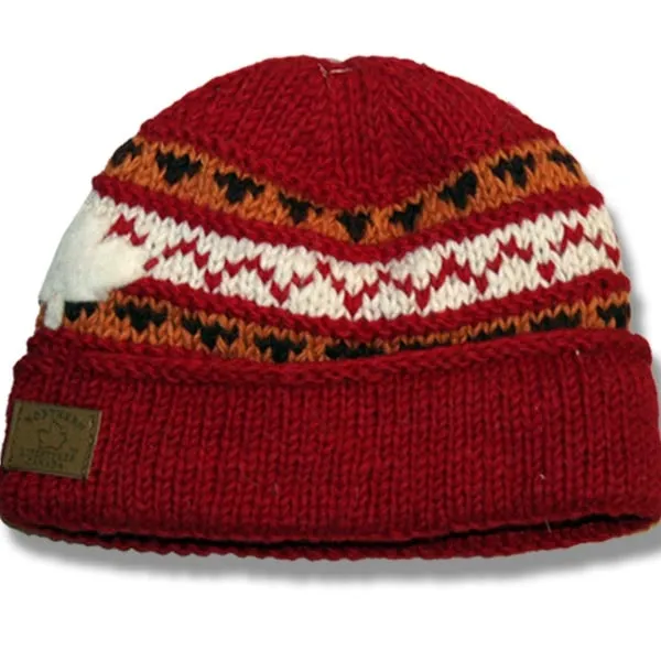 Roll Up Tuque / Hat for Men and Women. 100% Wool with Fleece Lining. Handmade in Nepal.