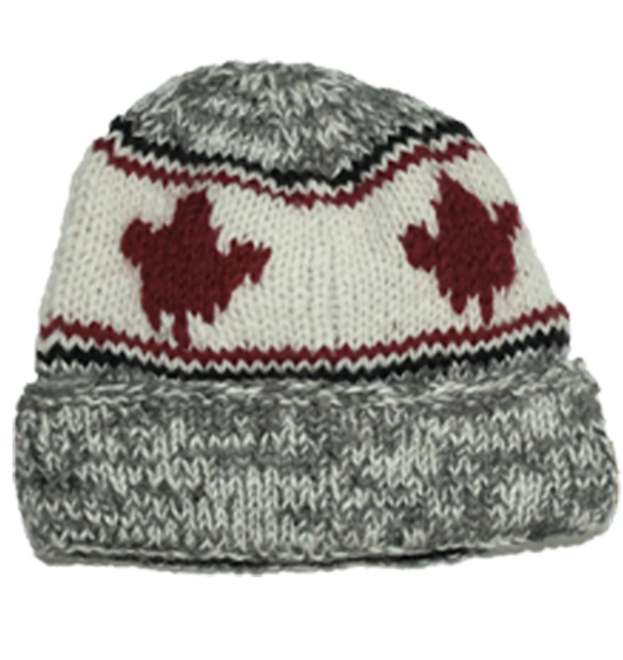 Roll Up Tuque / Hat for Men and Women. 100% Wool with Fleece Lining. Handmade in Nepal.