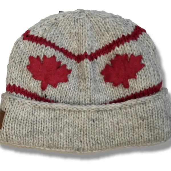 Roll Up Tuque / Hat for Men and Women. 100% Wool with Fleece Lining. Handmade in Nepal.