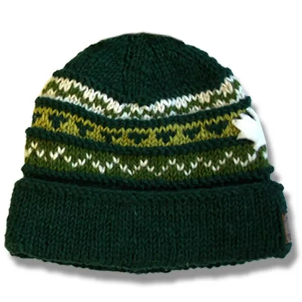 Roll Up Tuque / Hat for Men and Women. 100% Wool with Fleece Lining. Handmade in Nepal.