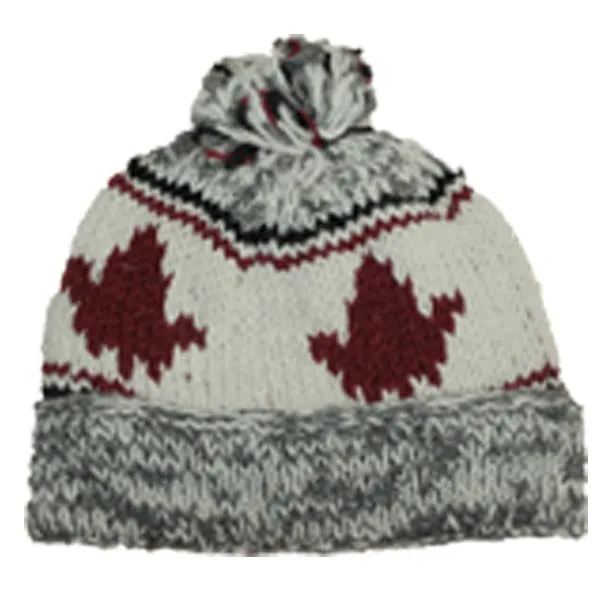 Roll Up tuque with POMPOM for Men and Women. 100% Wool with Fleece Lining. Handmade.