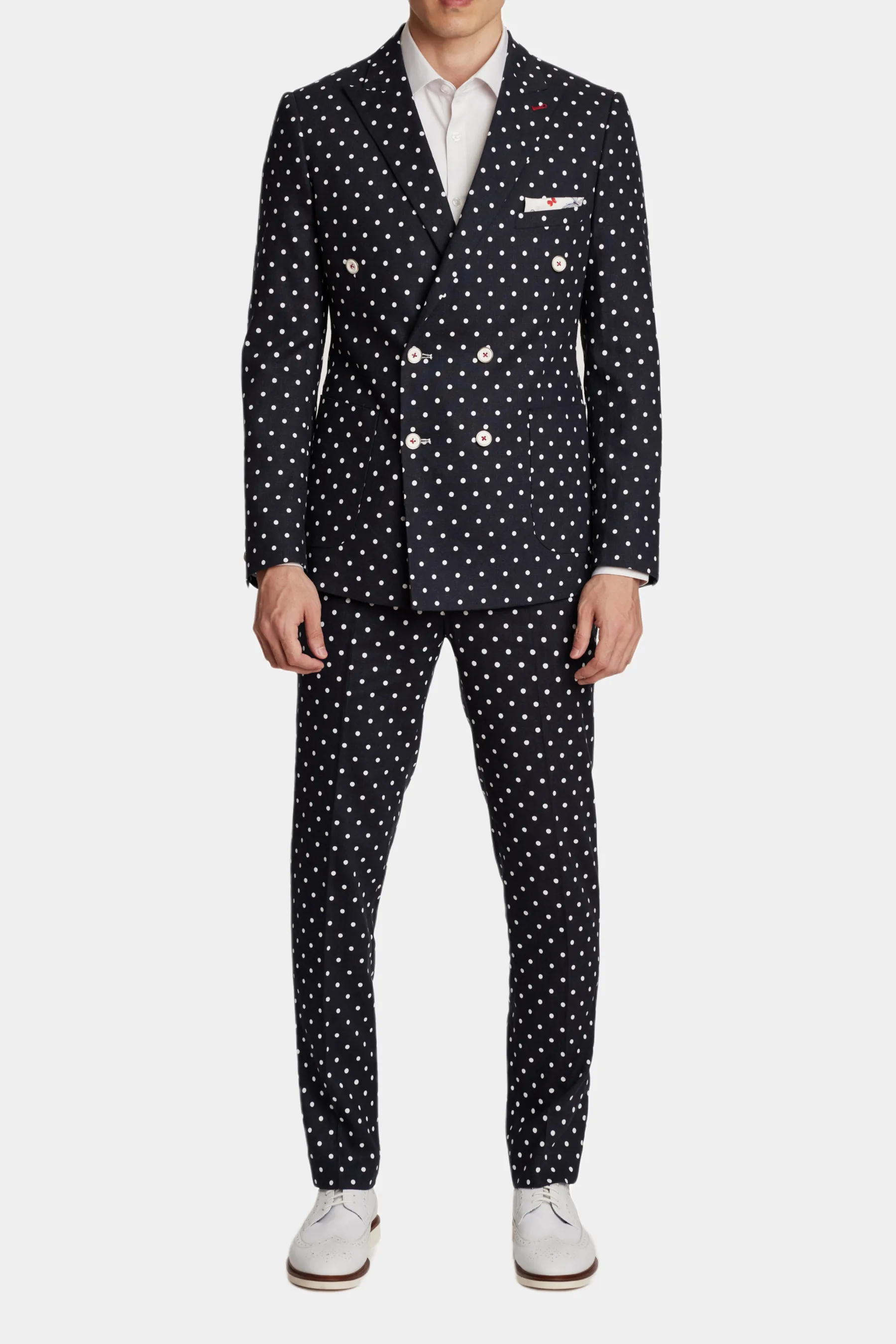 Polka Dots Slim Fleet Double-Breasted Jacket