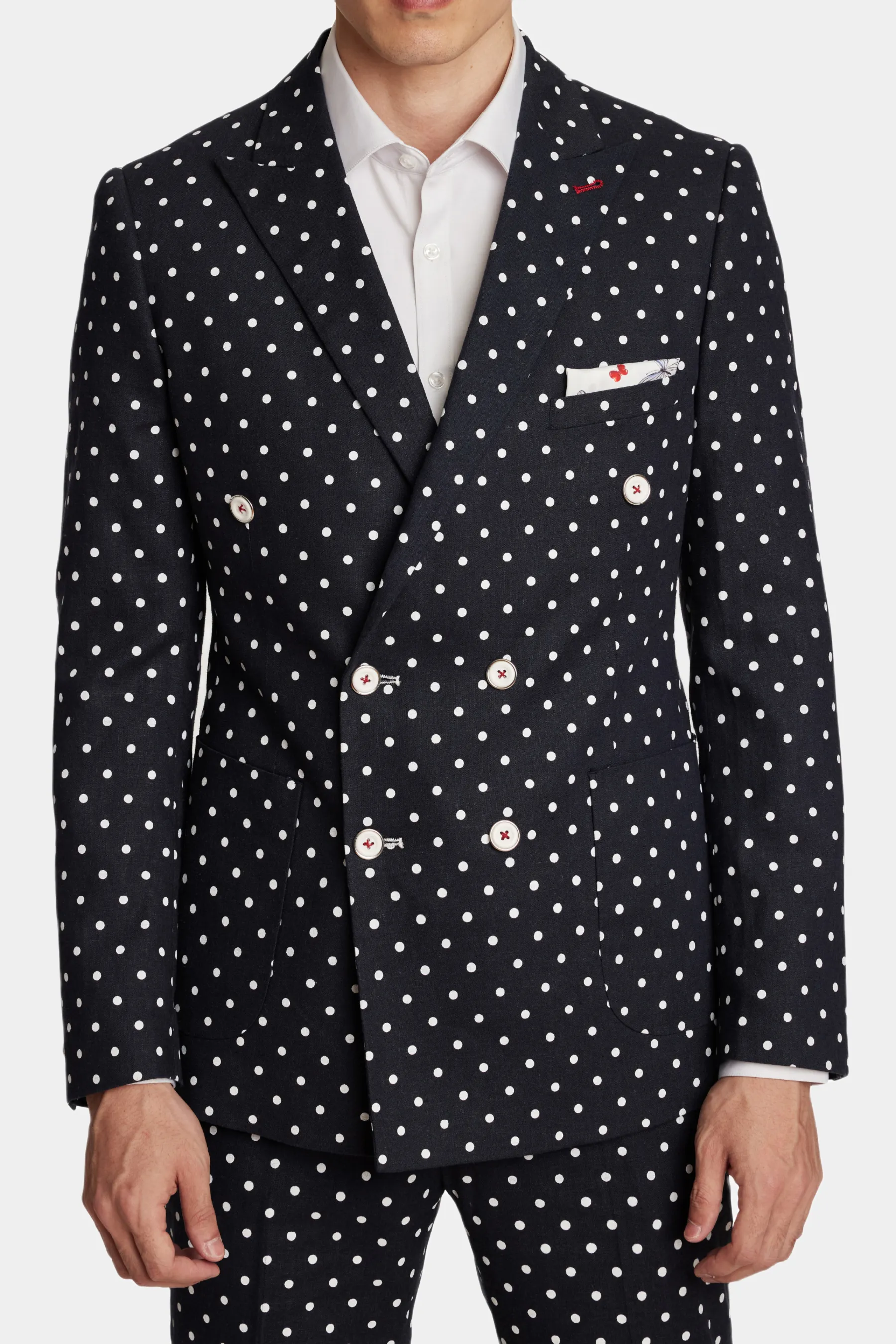 Polka Dots Slim Fleet Double-Breasted Jacket