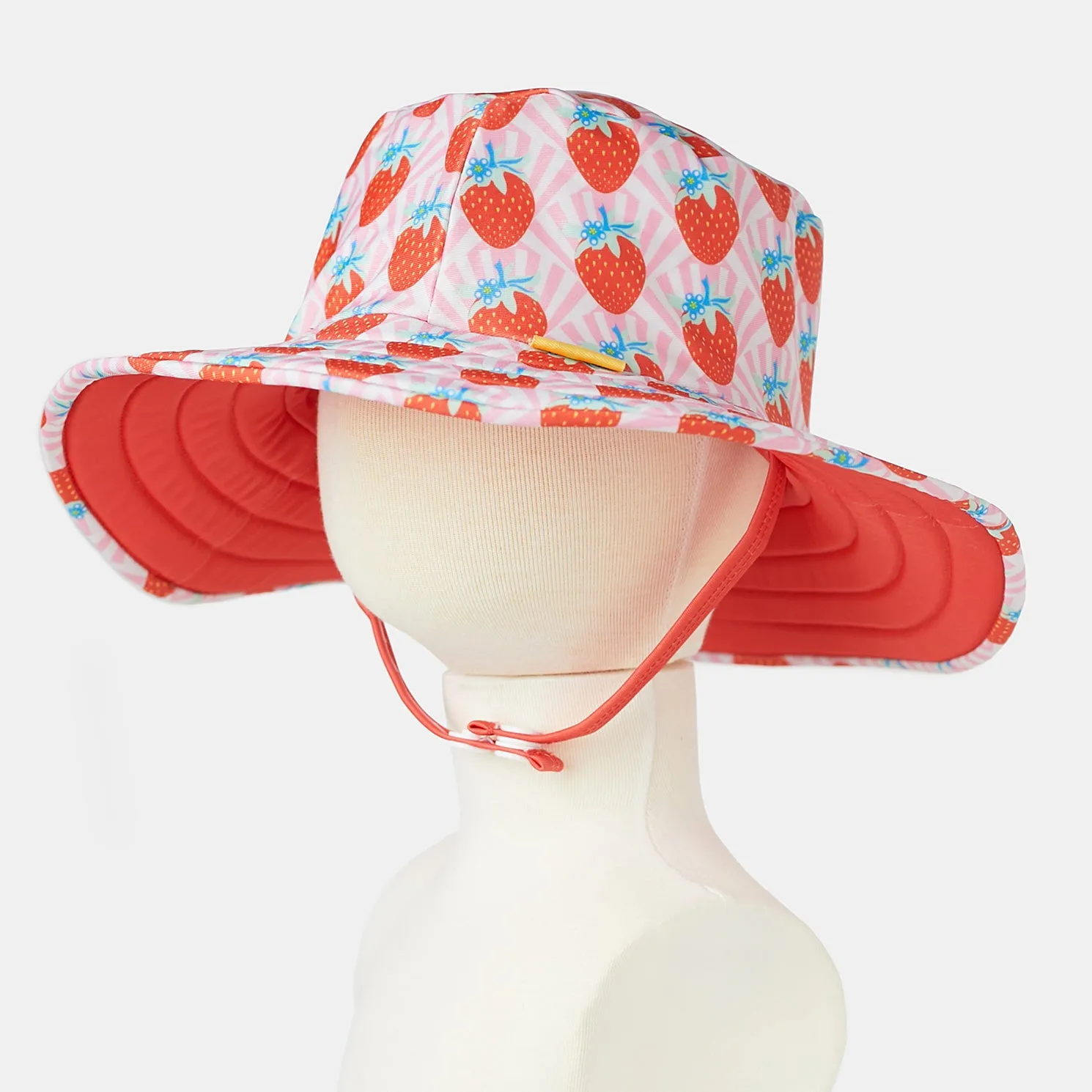 Tyoub Kids Wide Brim Bucket Hat Strawberry & Red