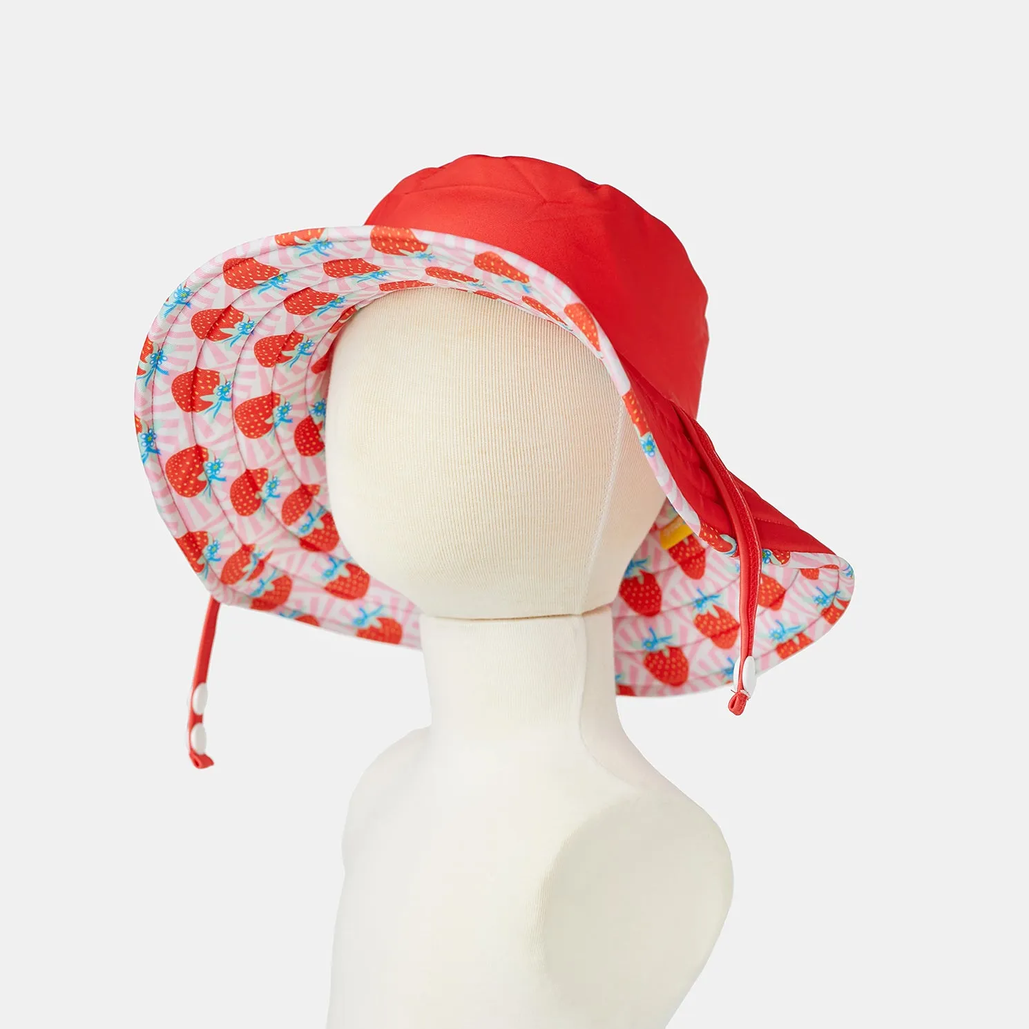 Tyoub Kids Wide Brim Bucket Hat Strawberry & Red