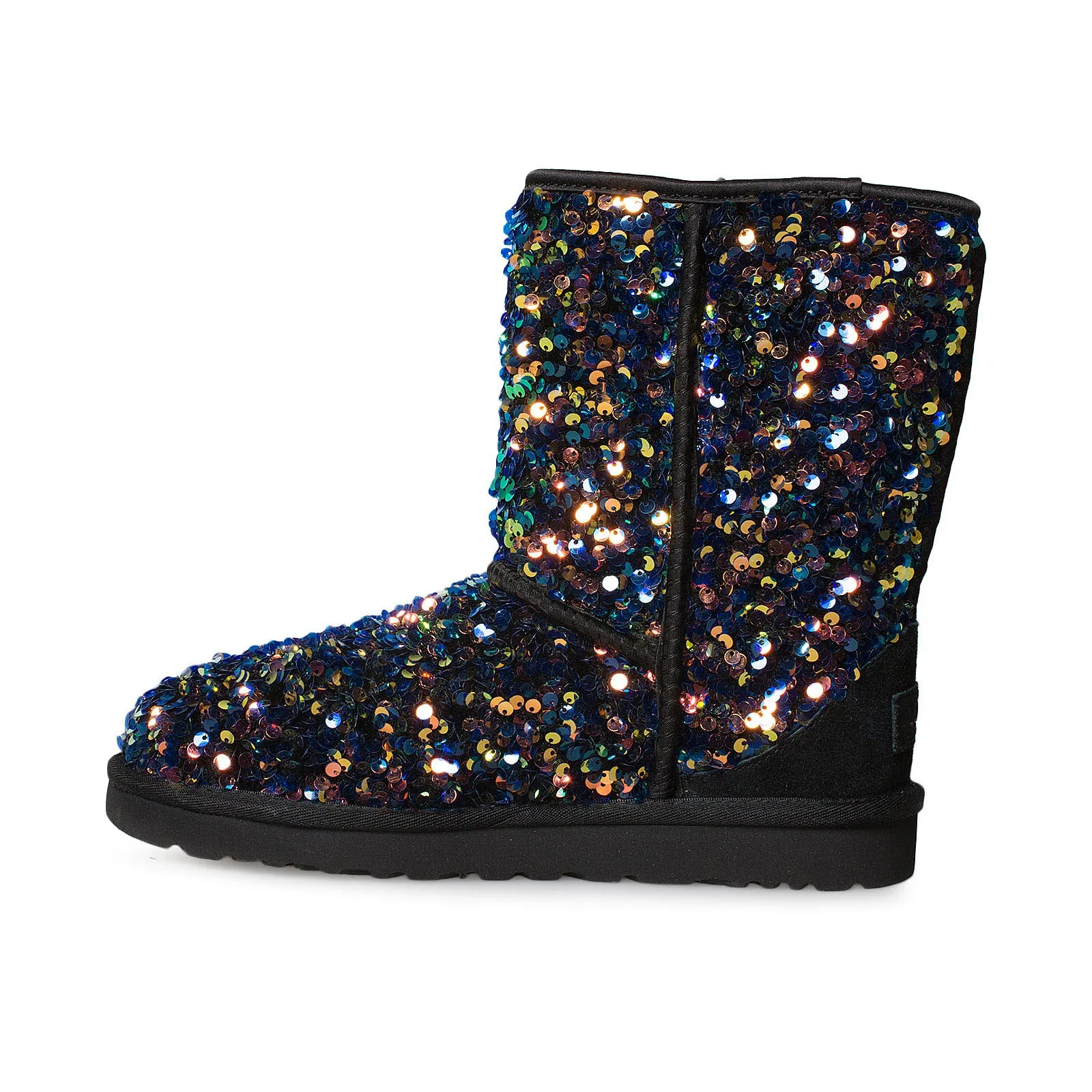 UGG Classic Short Stellar Sequin Black Boots - Youth