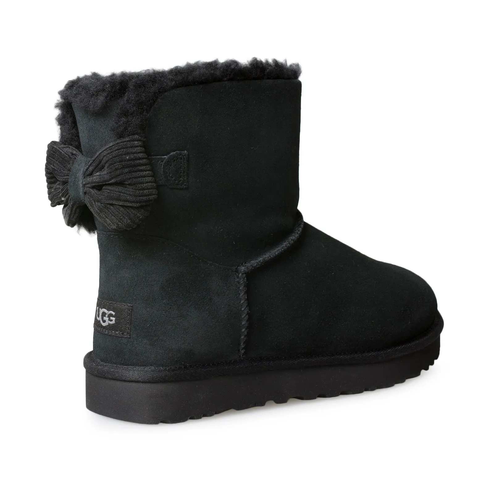 UGG Mini Bailey Bow Corduroy Black Boots - Women's