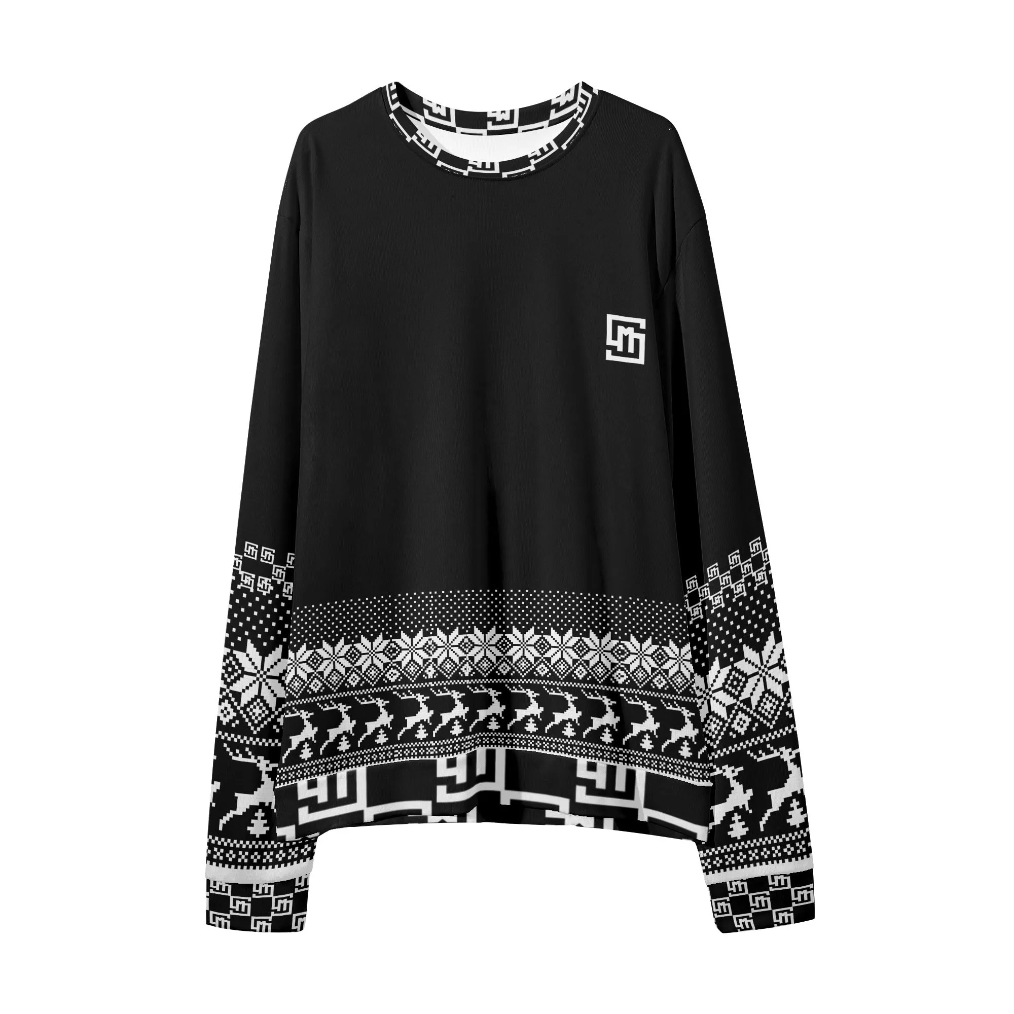 Unisex Christmas Loose Casual Black Sweater