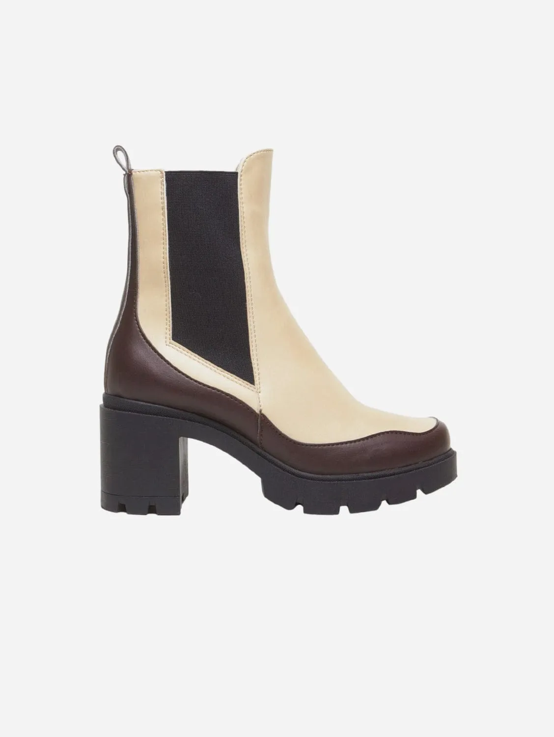 Vicky Vegan Leather Heeled Boots | Choco & Vanilla