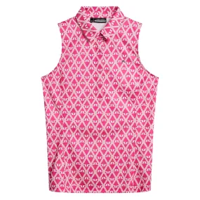 Womens Dena Sleeveless TX Jersey Print Polo Geo Fuchsia Purple - SS24