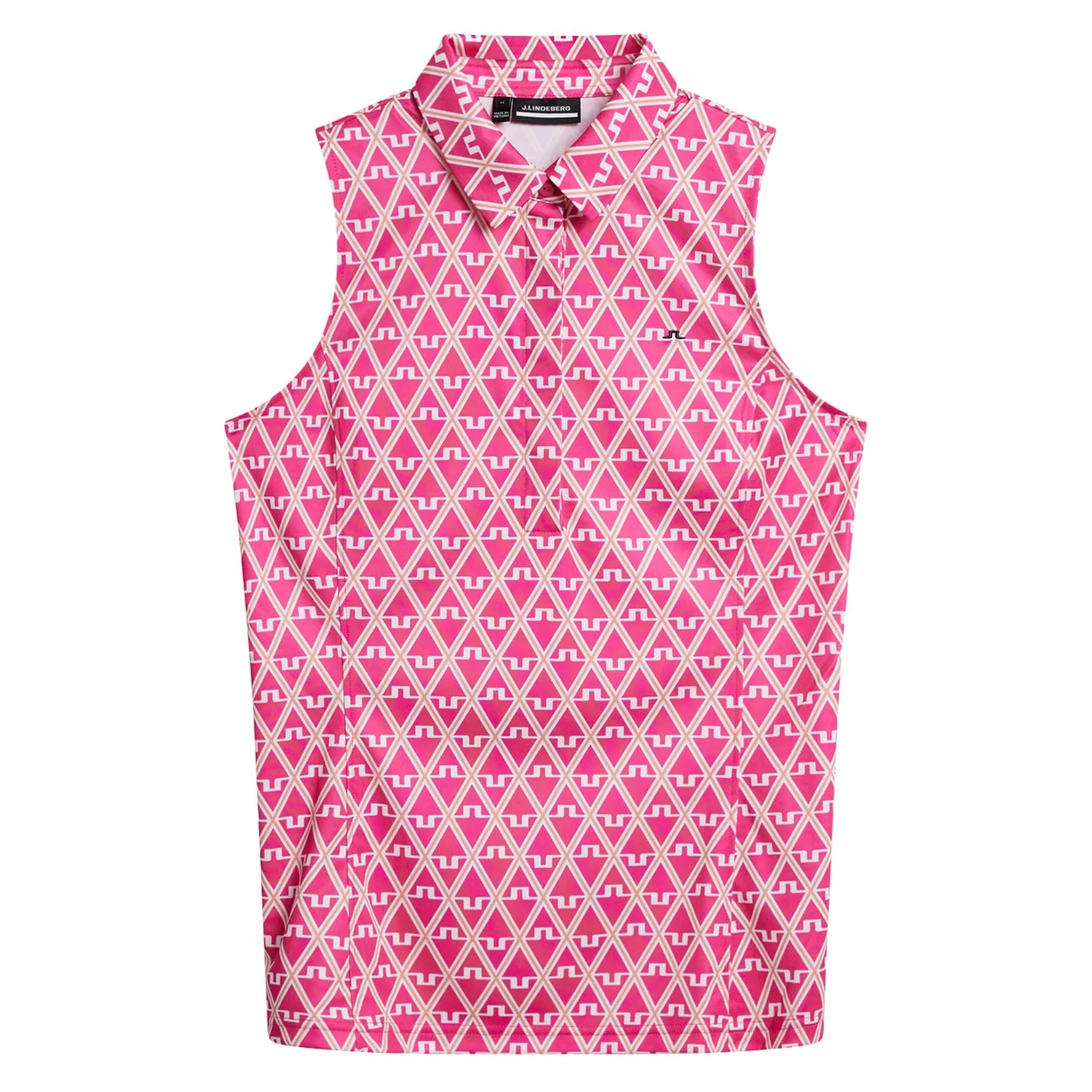 Womens Dena Sleeveless TX Jersey Print Polo Geo Fuchsia Purple - SS24