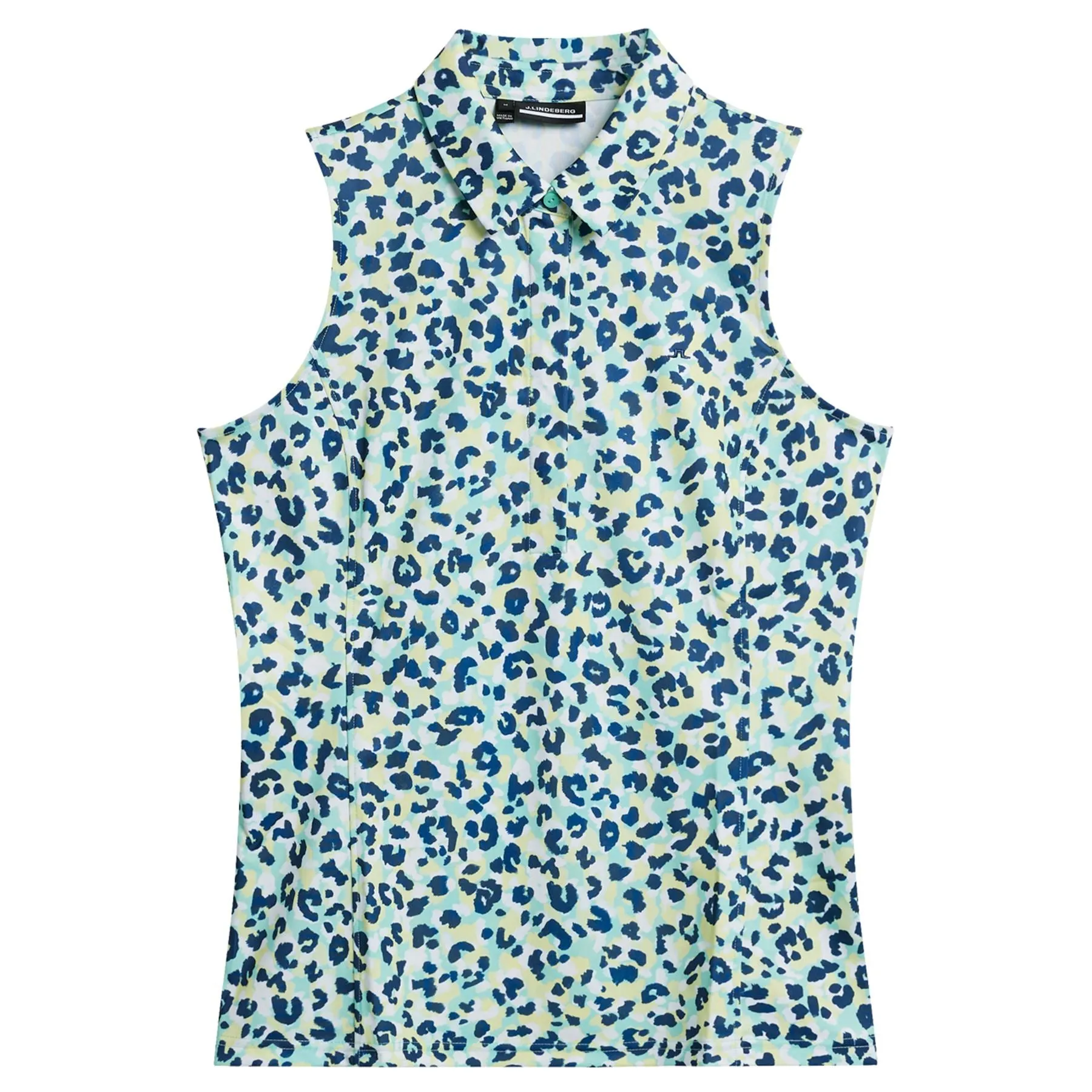 Womens Dena Sleeveless TX Jersey Print Polo Leopard Aruba Blue - SS24